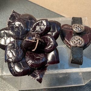 Brighton Purse Accessory Hook Key Ring Leather Camilla Flower